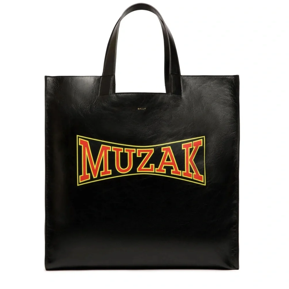 Bally x DJ‎ Leo Mas Muzak-print tote bag, Black leather
